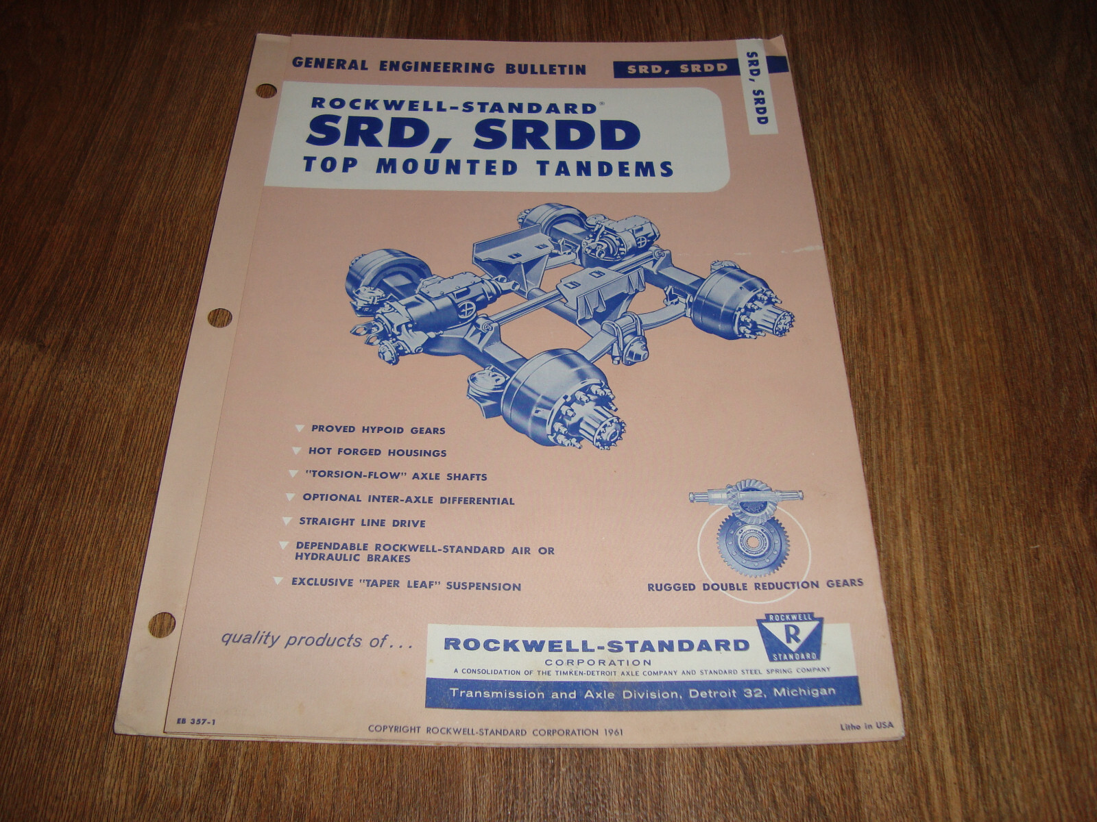 1961 Rockwell Standard General Engineering Bulletin SRD SRDD TopTandem EB 351-1