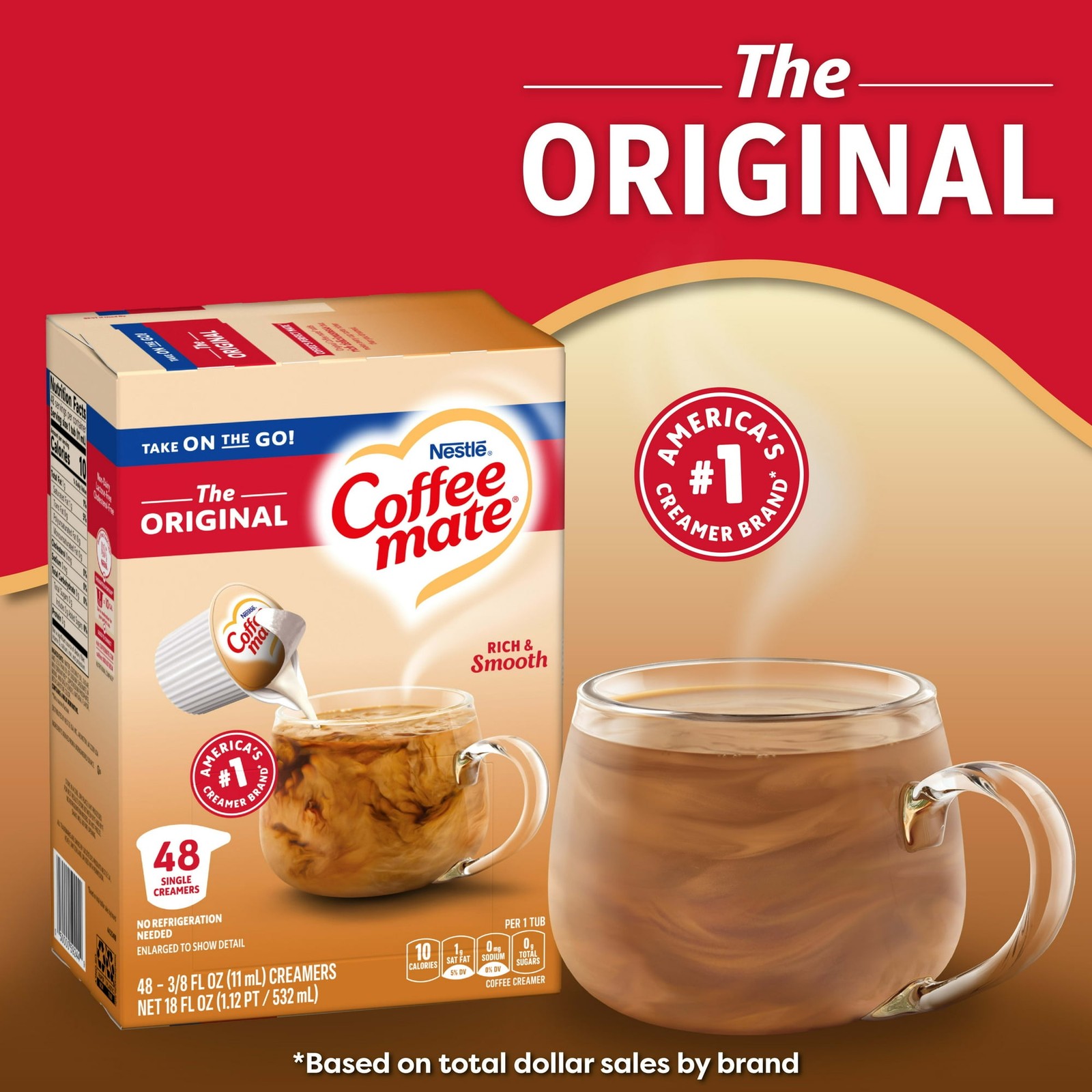Nestle Coffee Mate, The Original Liquid Coffee Creamer Singles,9 fl oz, 48 Count