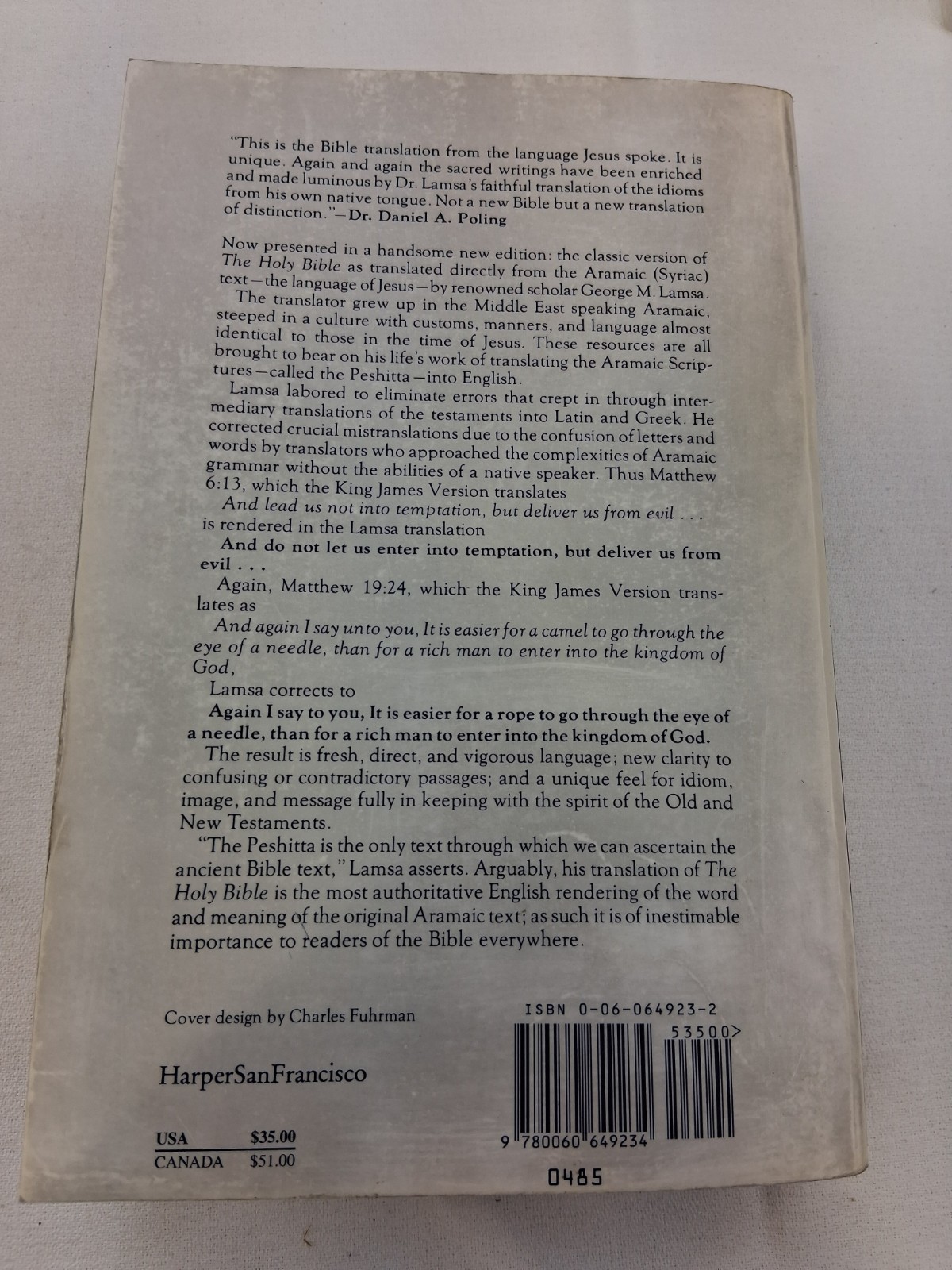 Holy Bible: From the Ancient Eastern Text: George M. Lamsa’s Tra