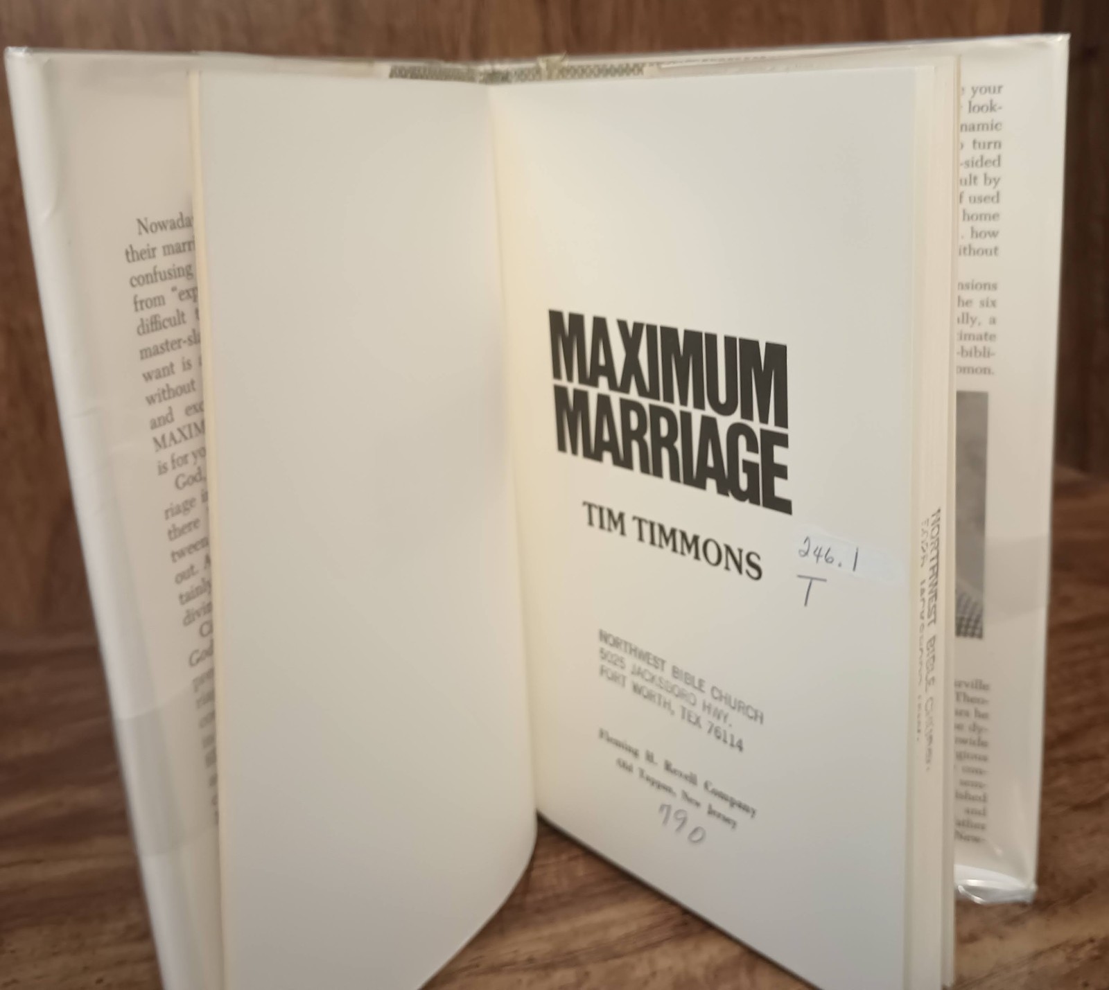 Maximum Marriage by Tim Timmons Hardcover 128 Pages Relationships Ex-Library