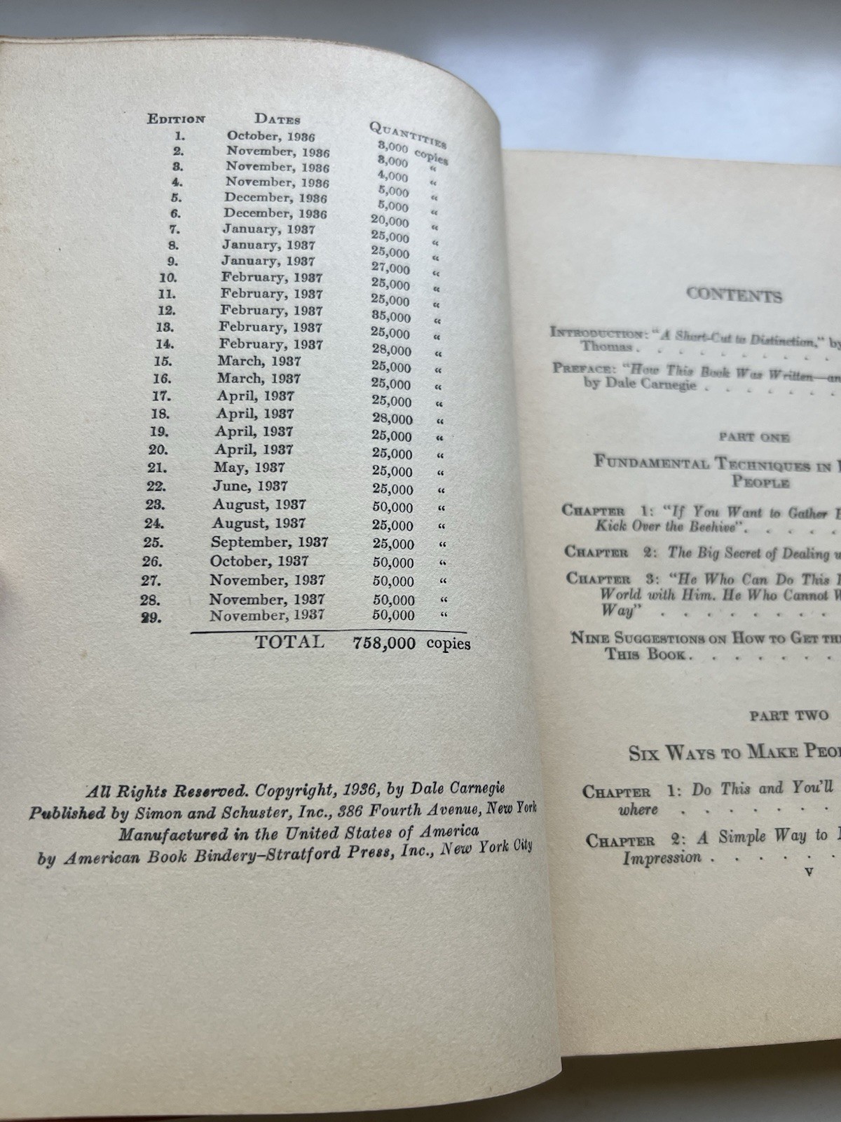 How to Win Friends and Influence People by Dale Carnegie 29th Edition 1937 HC