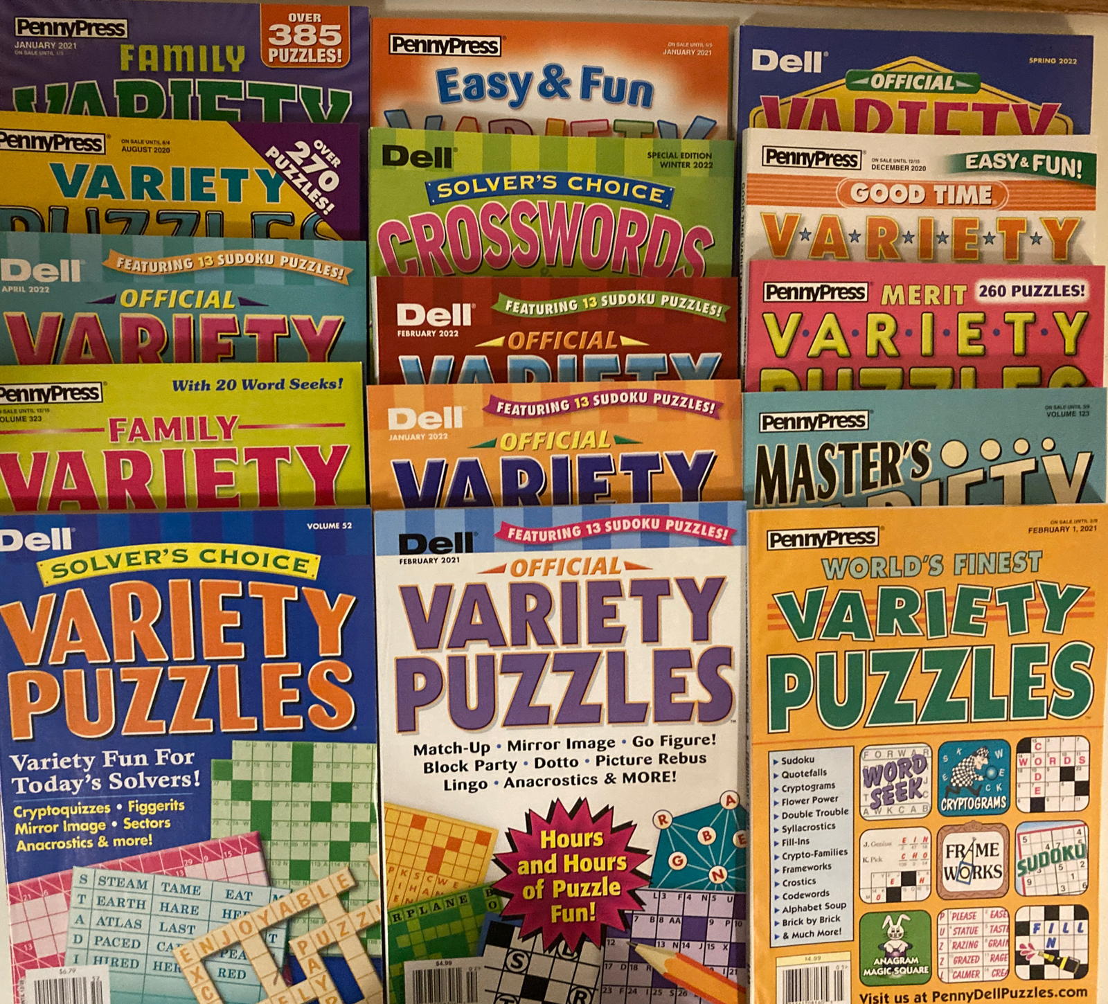 Lot of 40 New DELL Penny Press VARIETY Puzzle Books New UNSORTED NO Duplicates