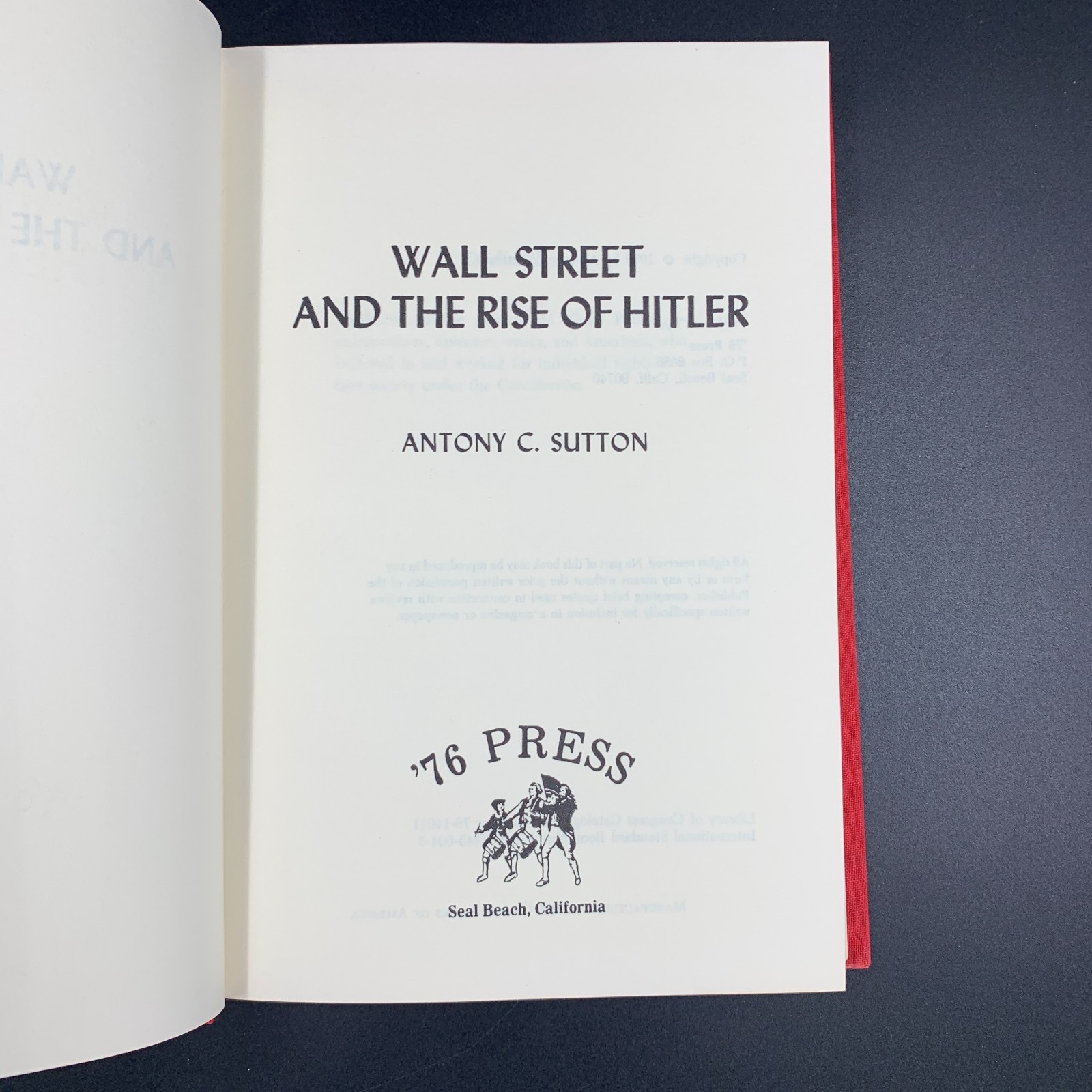 Wall Street and the Rise of Hitler – by Antony Sutton – Vintage Hardcover 1976