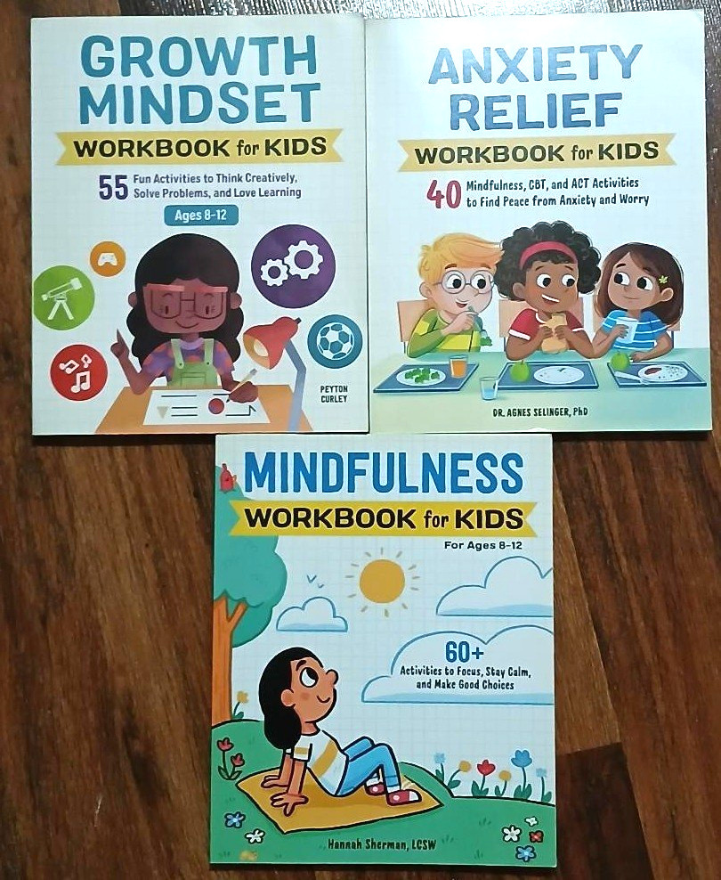 Workbook for Kids: Anxiety Relief / Growth Mindset / Mindfulness 3 book set lot