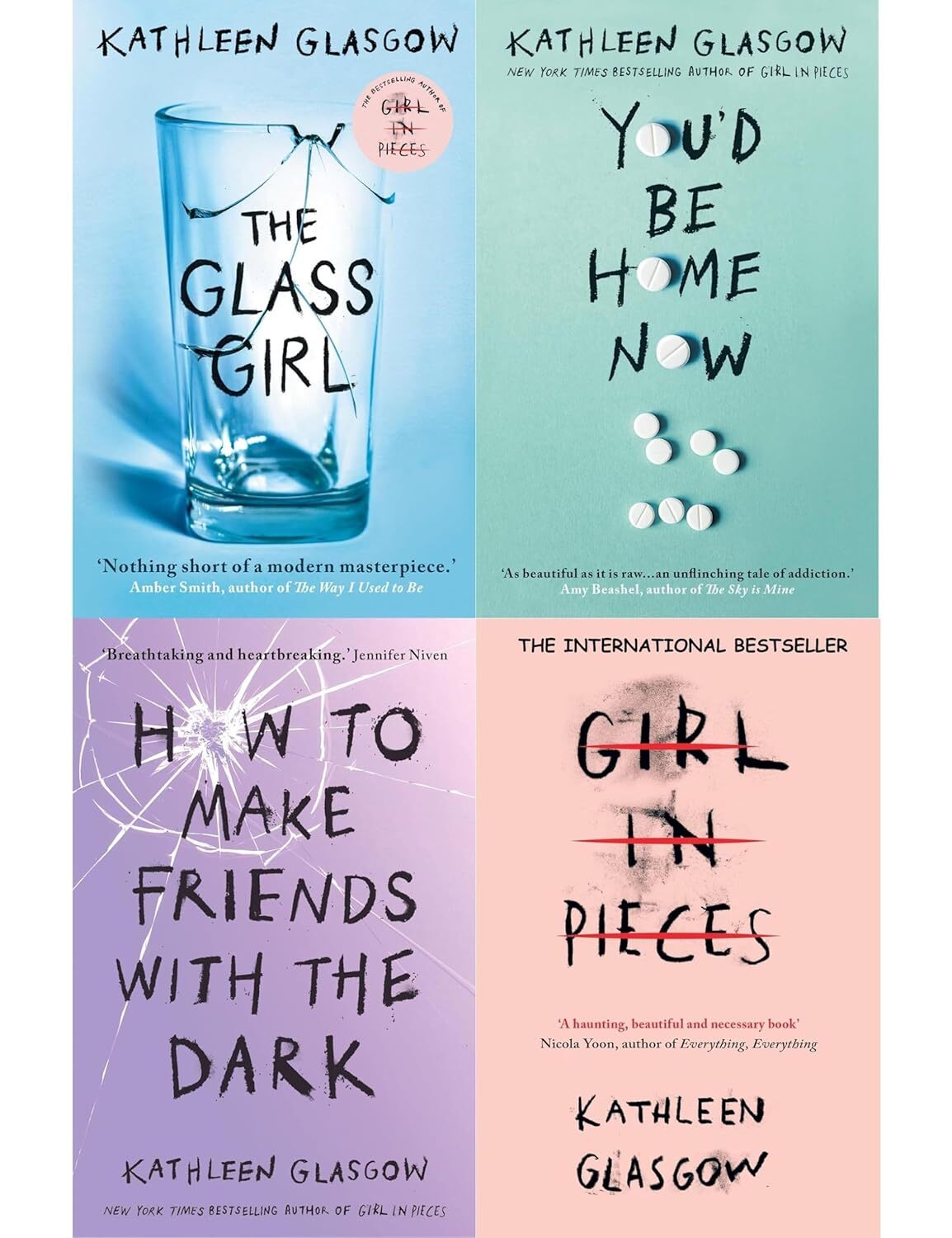 Kathleen Glasgow 4 Book Set Collection Youd be home now, the Glass Girl,Girl in