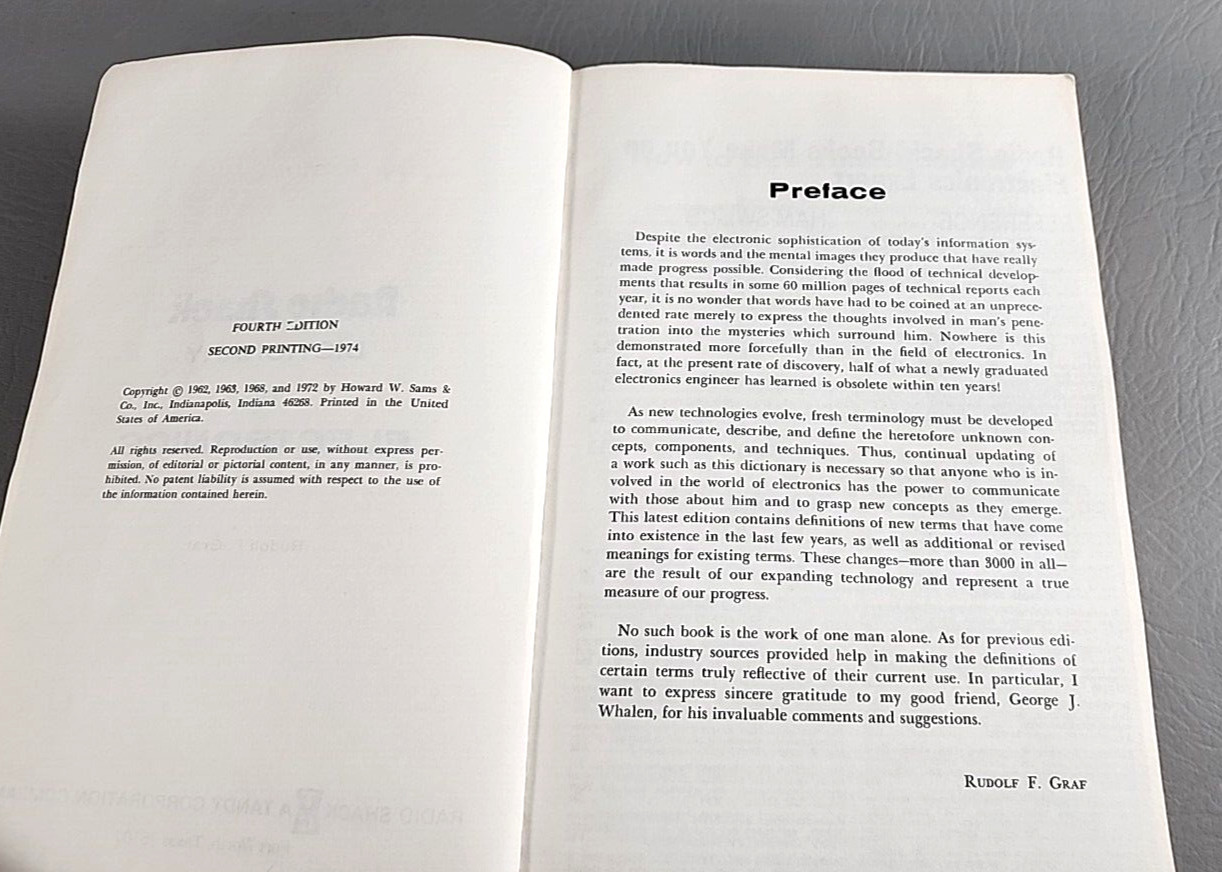 Radio Shack 1974-75 Dictionary of Electronics by Rudolf F Graf 688 Pages Vintage