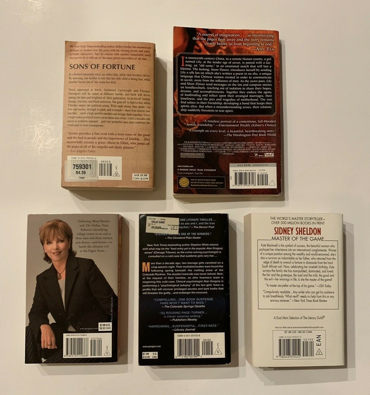 Book Lot Jeffrey Archer Sidney Sheldon Stephen White Cold Case Nora Roberts