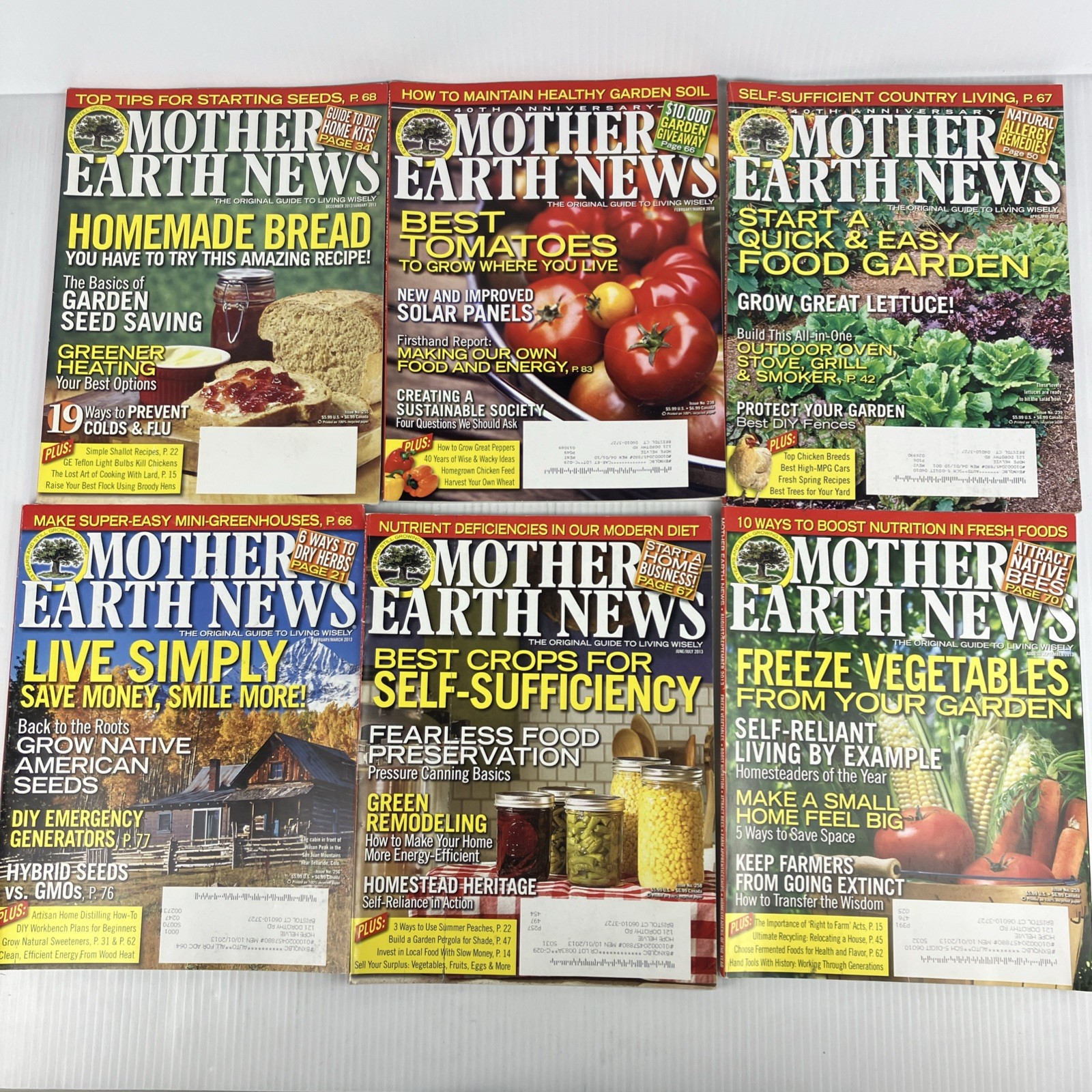 Mother Earth News Magazine Lot of 42 2010 to 2019 homesteading farming 2010s