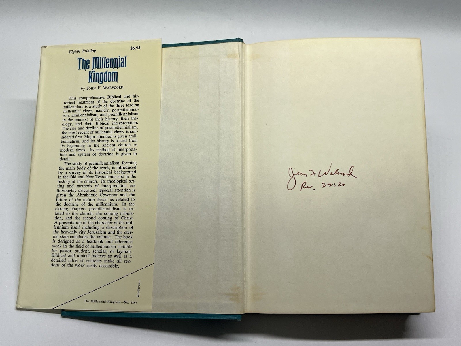 The Millennial Kingdom by John F. Walvoord 1974 Eight Printing SIGNED
