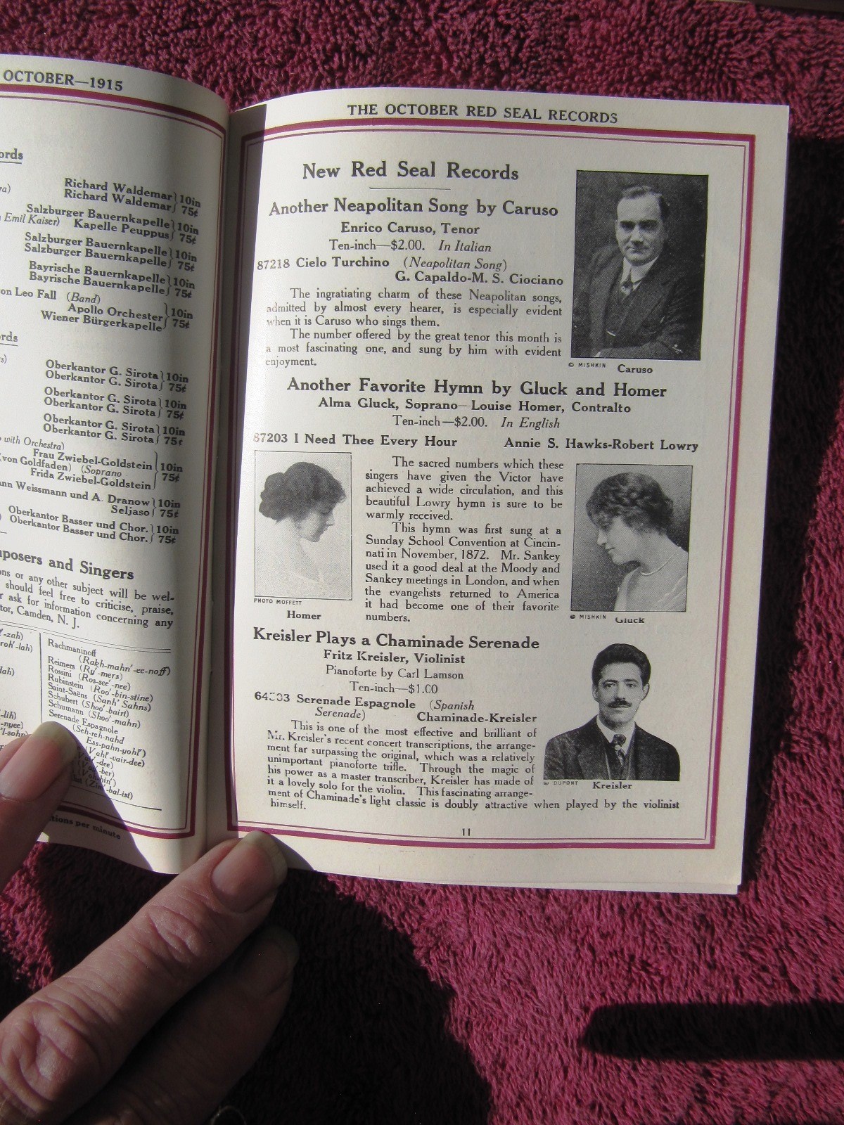 New VICTOR RECORDS Oct 1915 BROADWAY HIT TRILBY Taylor Holmes Victrola CATALOG