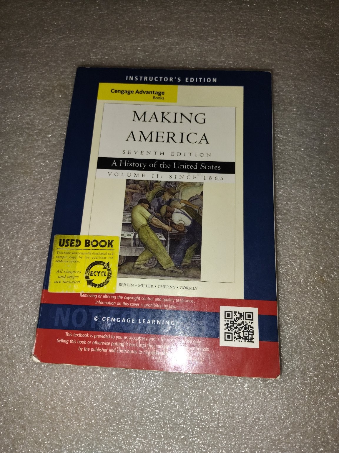 Making America Berkin 2014 7th Ed Instructor’s United States History Cengage