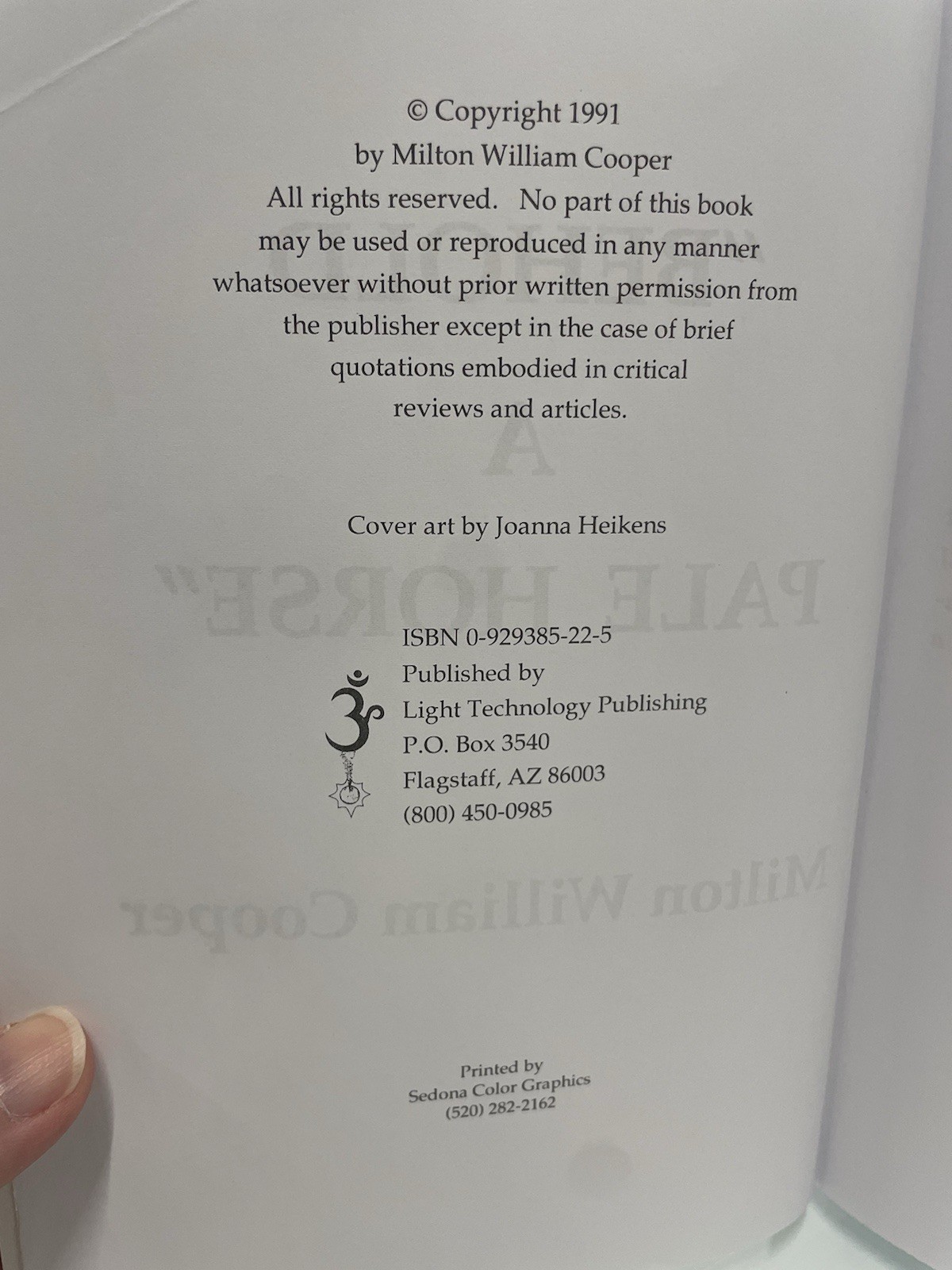 Behold a Pale Horse by William Cooper, 534 Pages Elders of Zion Conspiracy Book