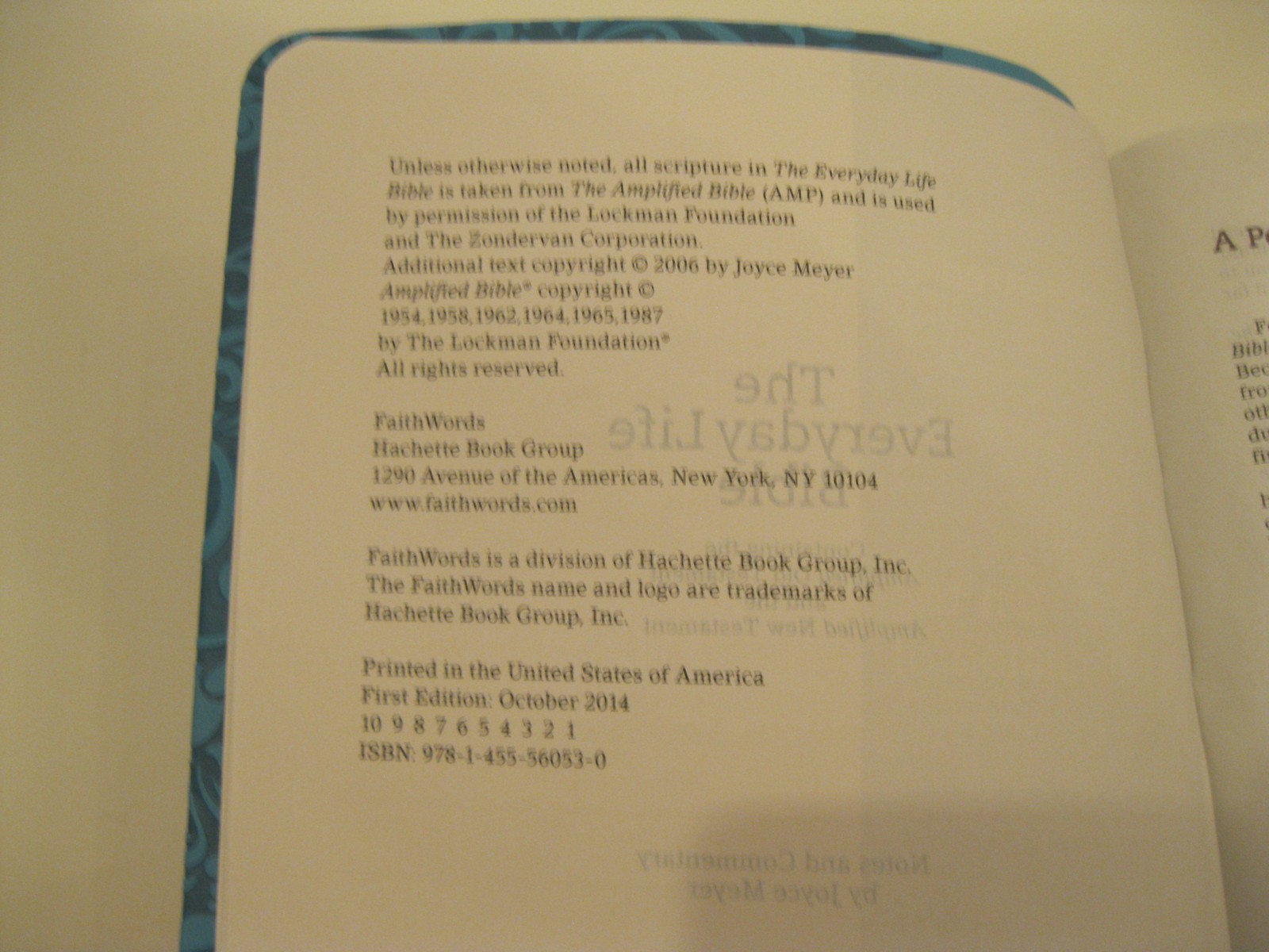 The Everyday Life Bible Teal LeatherLuxe Amplified Bible Joyce Meyer Faith Words