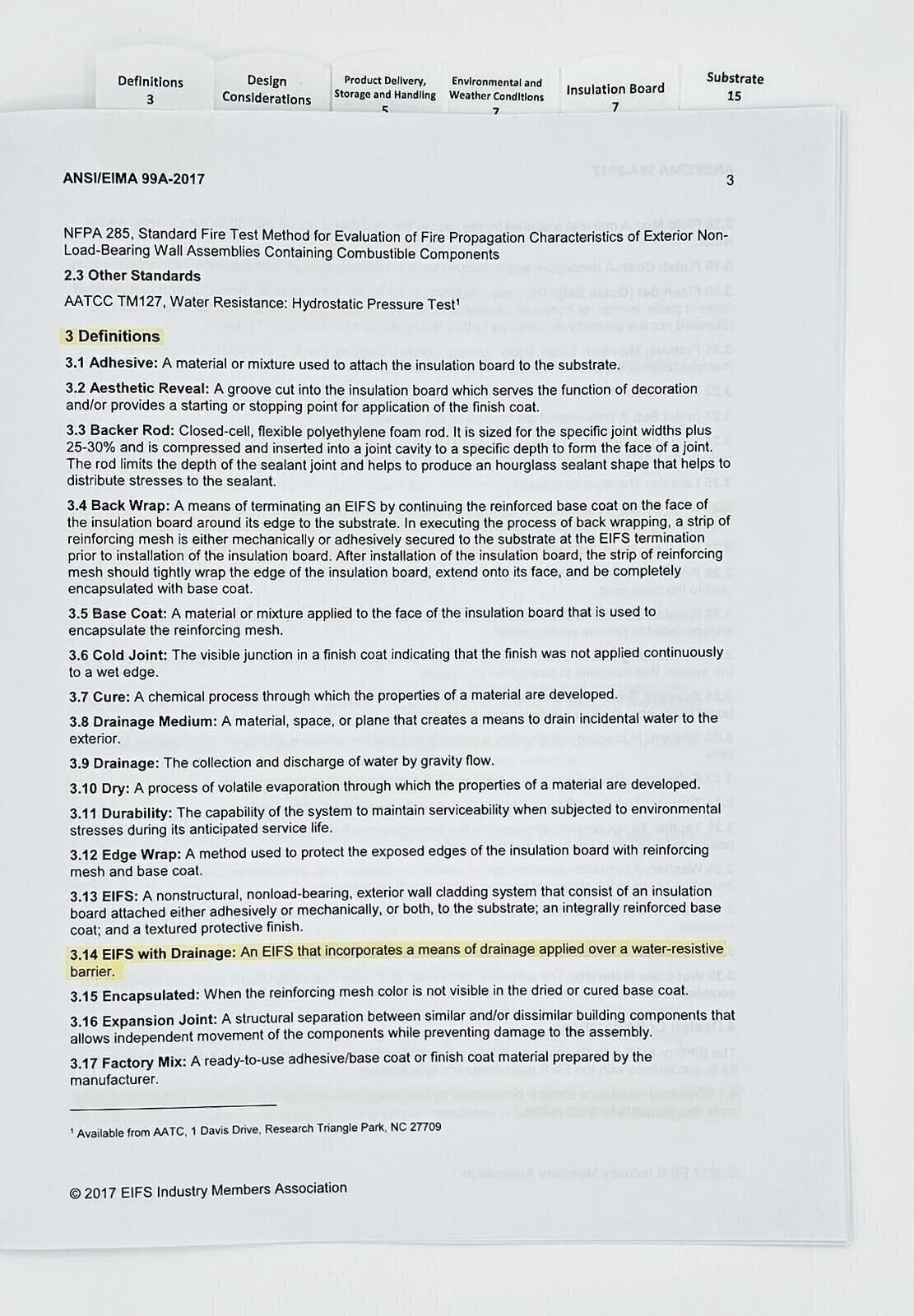 Highlighted and Tabbed – American National Standard ANSI / EIMA 99-A-2017…