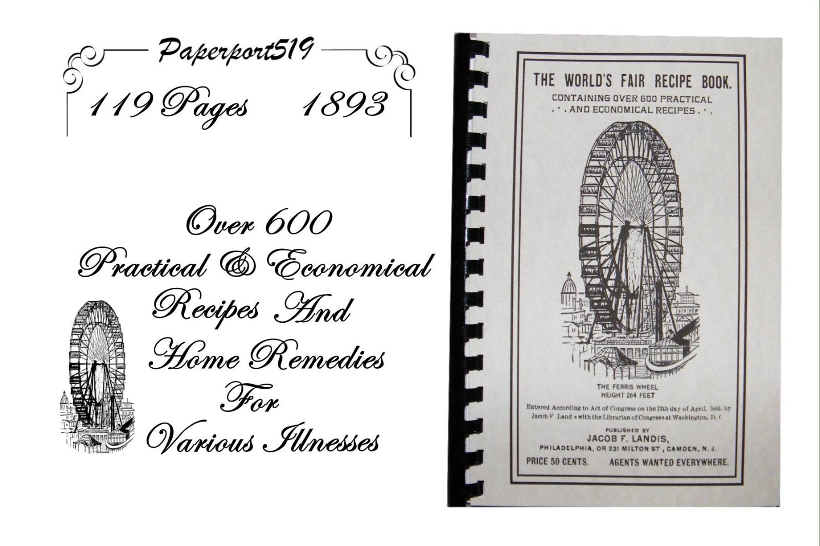 1893 The Worlds Fair Recipe Cook Book 119 Pages