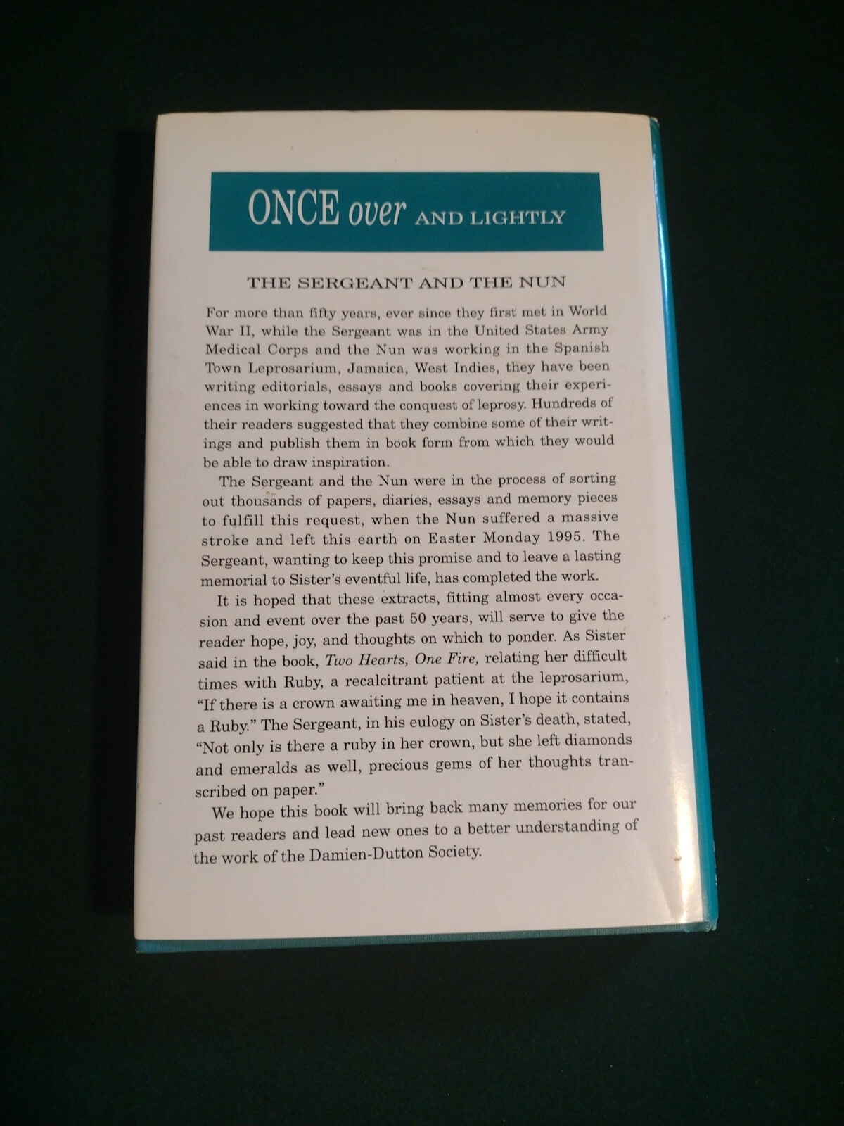 Once Over And Lightly by The Sergeant and the Nun (hardcover 1996) signed