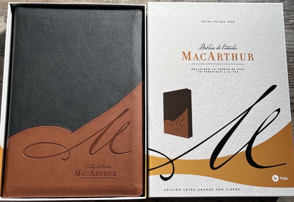Biblia de Estudio MacArthur,RVR 1960 Letra Grande,Leathersoft, Café, con índice