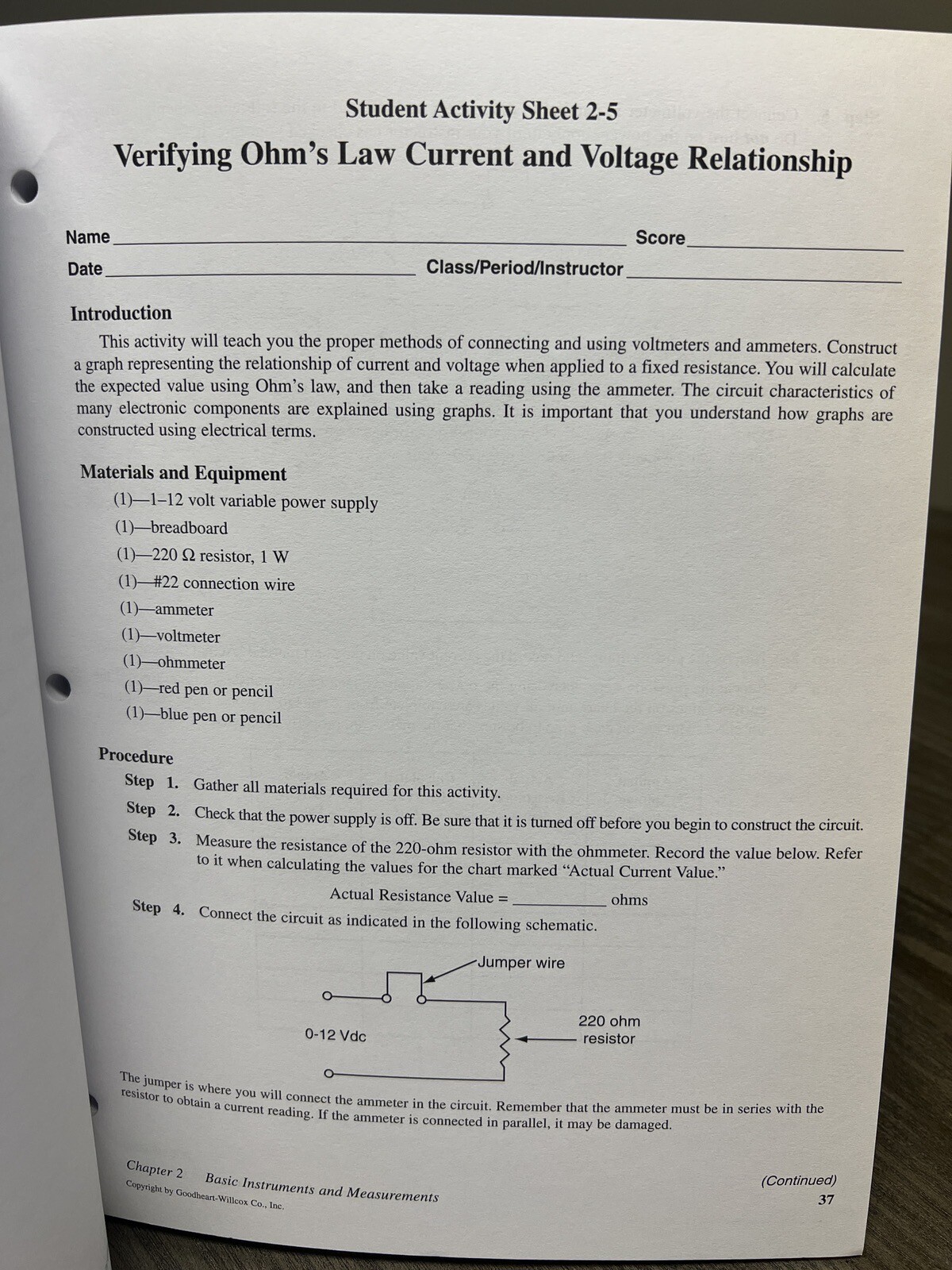 Study Guide with Laboratory Activities – Electricity & Electronic Workbook