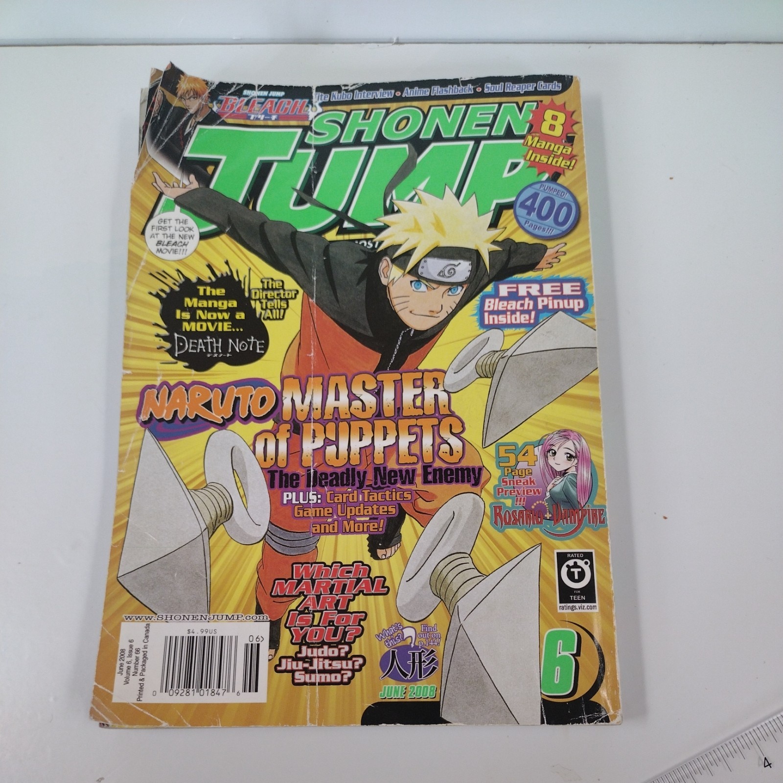 Shonen Jump June 2008 Volume 6 Issue 6 Anime Manga Magazine Naruto | 400 Pages