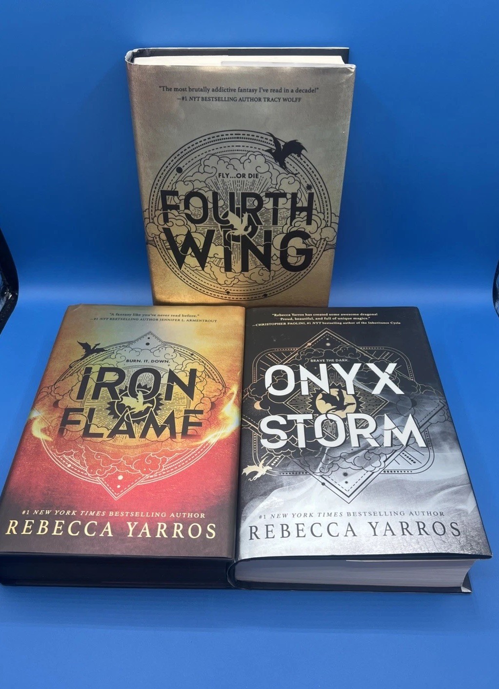 NEW Rebecca Yarros Empyrean Trilogy Fourth Wing, Iron Flame, Onyx Storm HC