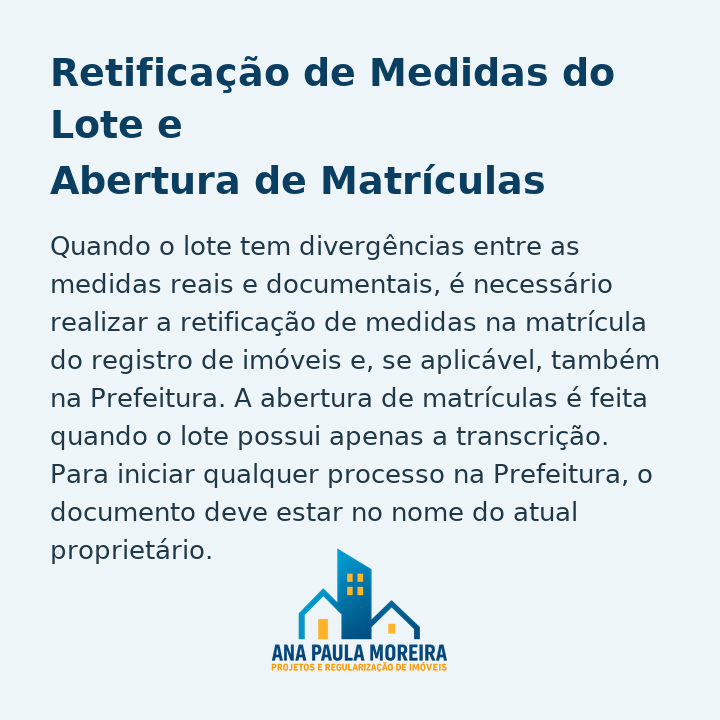 Retificação medidas de lotes